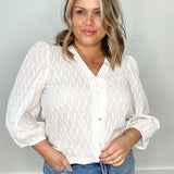 Gabriela V Neck Shirt - Chalk-blouse- Hometown Style HTS, women's in store and online boutique located in Ingersoll, Ontario