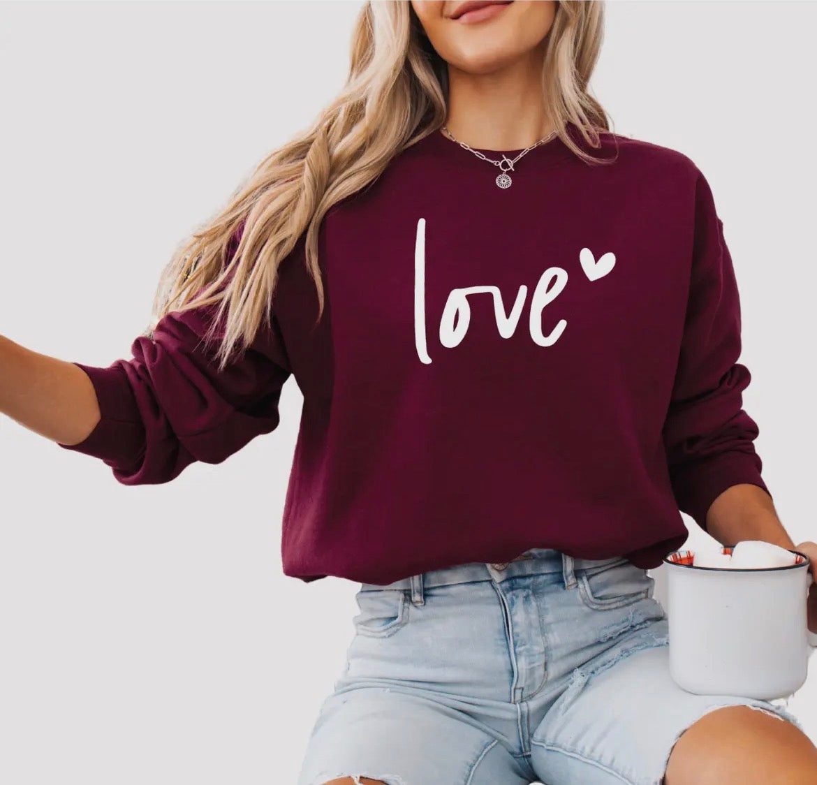 Love Sweatshirt-Casual Tops- Hometown Style HTS, women's in store and online boutique located in Ingersoll, Ontario