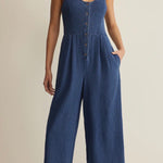 ANGEL EYES TWILL JUMPSUIT-Jumpsuits & Rompers- Hometown Style HTS, women's in store and online boutique located in Ingersoll, Ontario