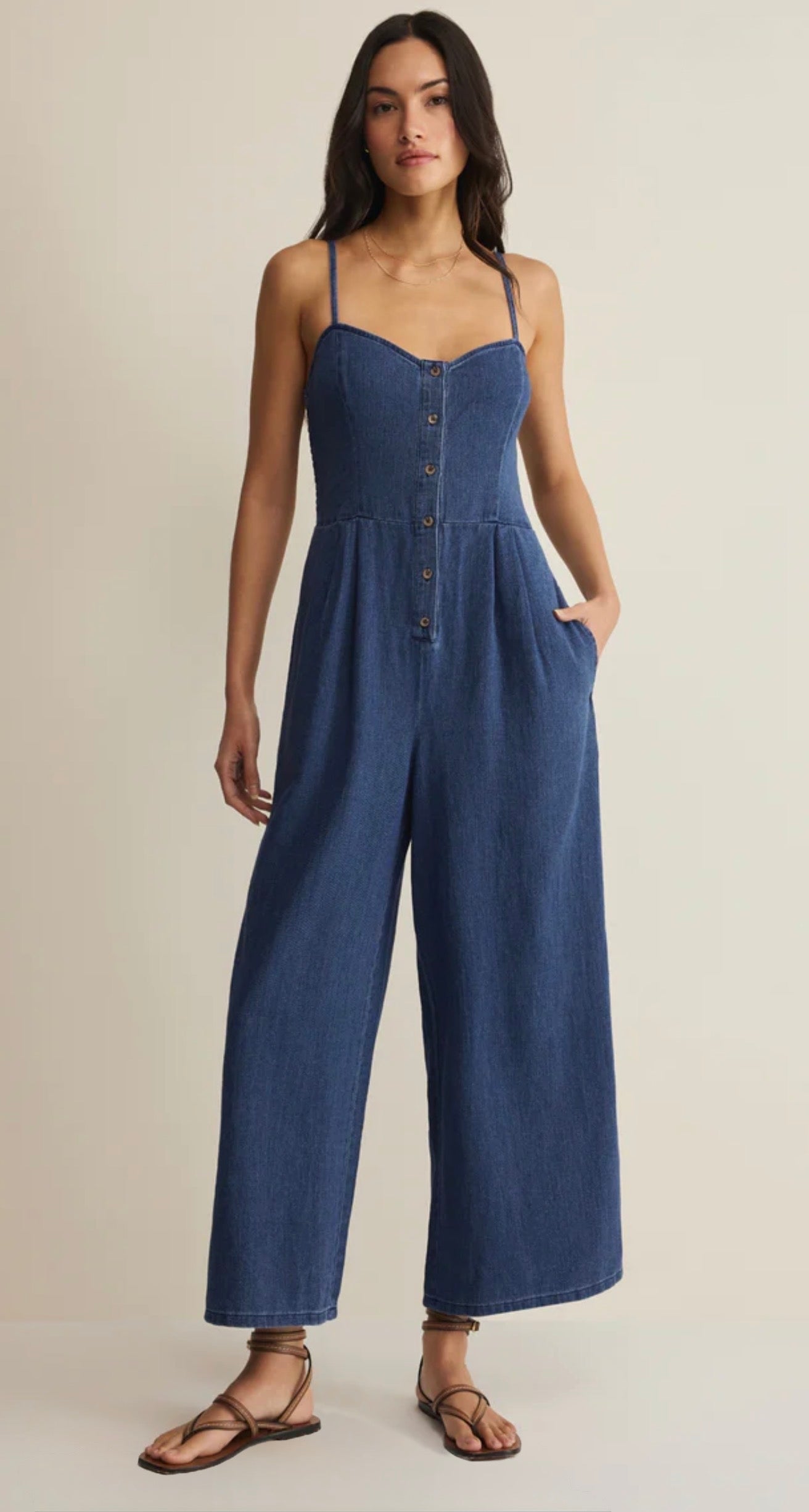ANGEL EYES TWILL JUMPSUIT-Jumpsuits & Rompers- Hometown Style HTS, women's in store and online boutique located in Ingersoll, Ontario