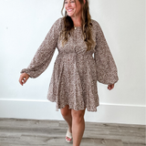 Floral Drawstring Dress - Brown-dress- Hometown Style HTS, women's in store and online boutique located in Ingersoll, Ontario