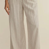 HENRI STRIPED WIDE LEG PANT - LINEN-Bottoms- Hometown Style HTS, women's in store and online boutique located in Ingersoll, Ontario