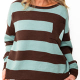 Striped Sweater & Knit Pencil Skirt - Mocha-set- Hometown Style HTS, women's in store and online boutique located in Ingersoll, Ontario