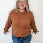 Pom Pom Knit Sweater - Brick-Sweaters and Cardigans- Hometown Style HTS, women's in store and online boutique located in Ingersoll, Ontario
