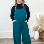 Solid Wide Leg Jumpsuit - Hunter Green-Jumpsuits & Rompers- Hometown Style HTS, women's in store and online boutique located in Ingersoll, Ontario