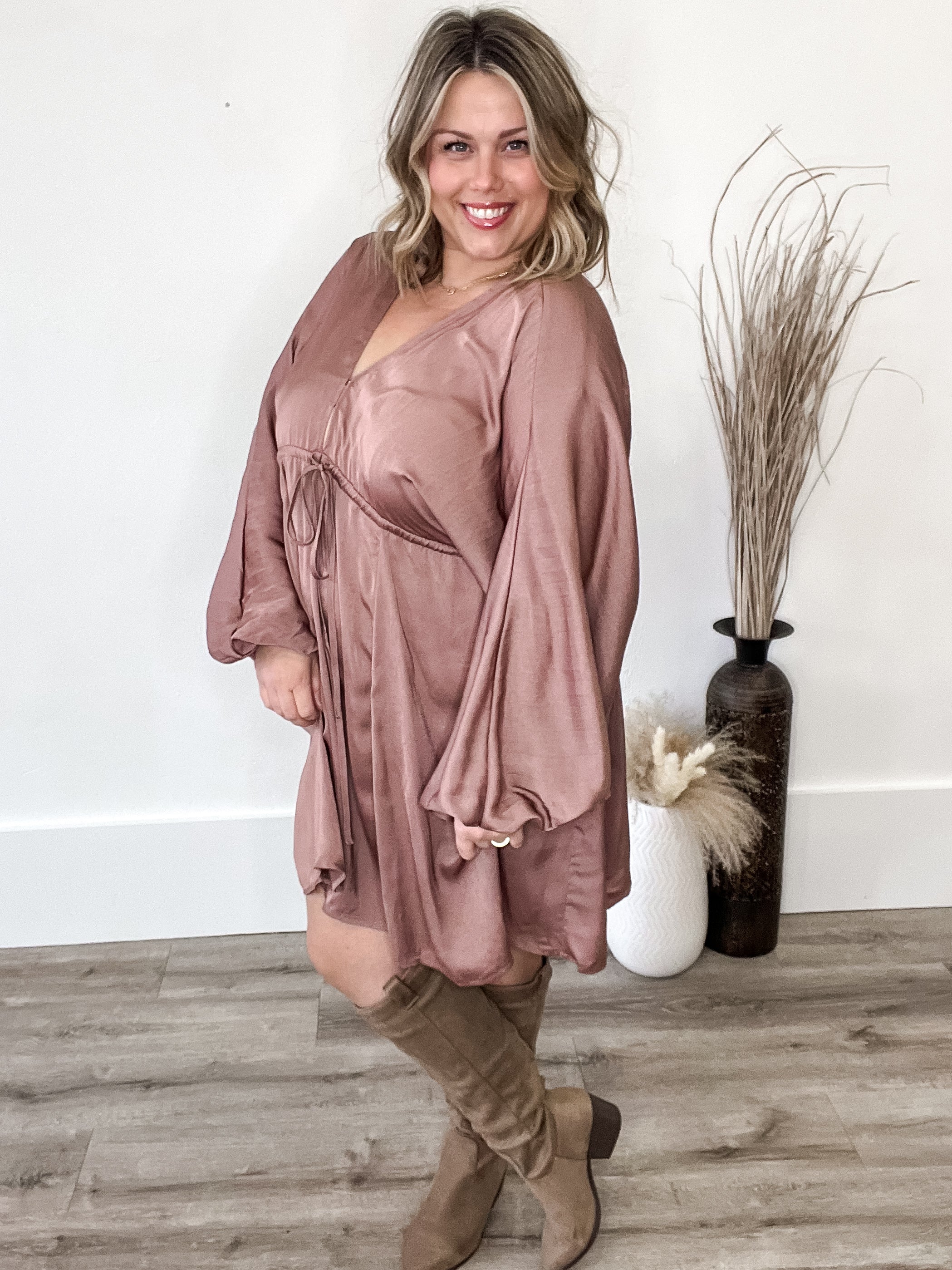 Kimono Mini Dress - Rose-Dress- Hometown Style HTS, women's in store and online boutique located in Ingersoll, Ontario