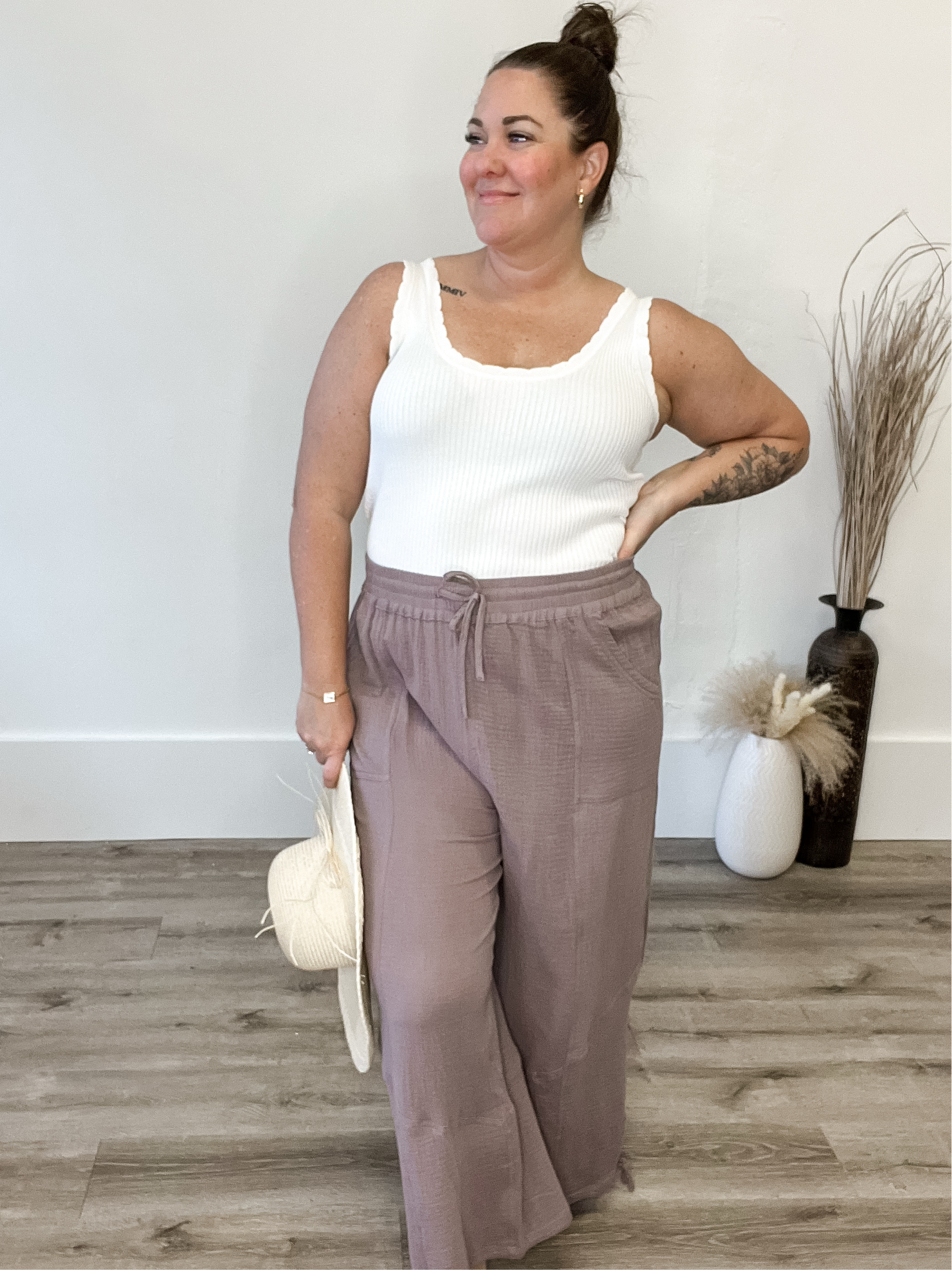 Cotton Jogger Pants - Mushroom-Pants- Hometown Style HTS, women's in store and online boutique located in Ingersoll, Ontario