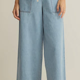 DAYCATION DENIM UTILITY PANT - Light Wash-Bottoms- Hometown Style HTS, women's in store and online boutique located in Ingersoll, Ontario
