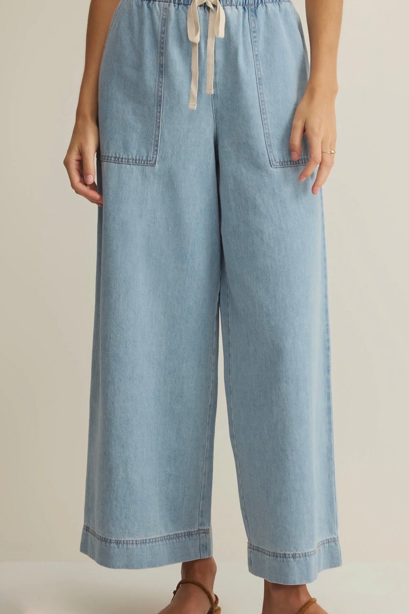 DAYCATION DENIM UTILITY PANT - Light Wash-Bottoms- Hometown Style HTS, women's in store and online boutique located in Ingersoll, Ontario