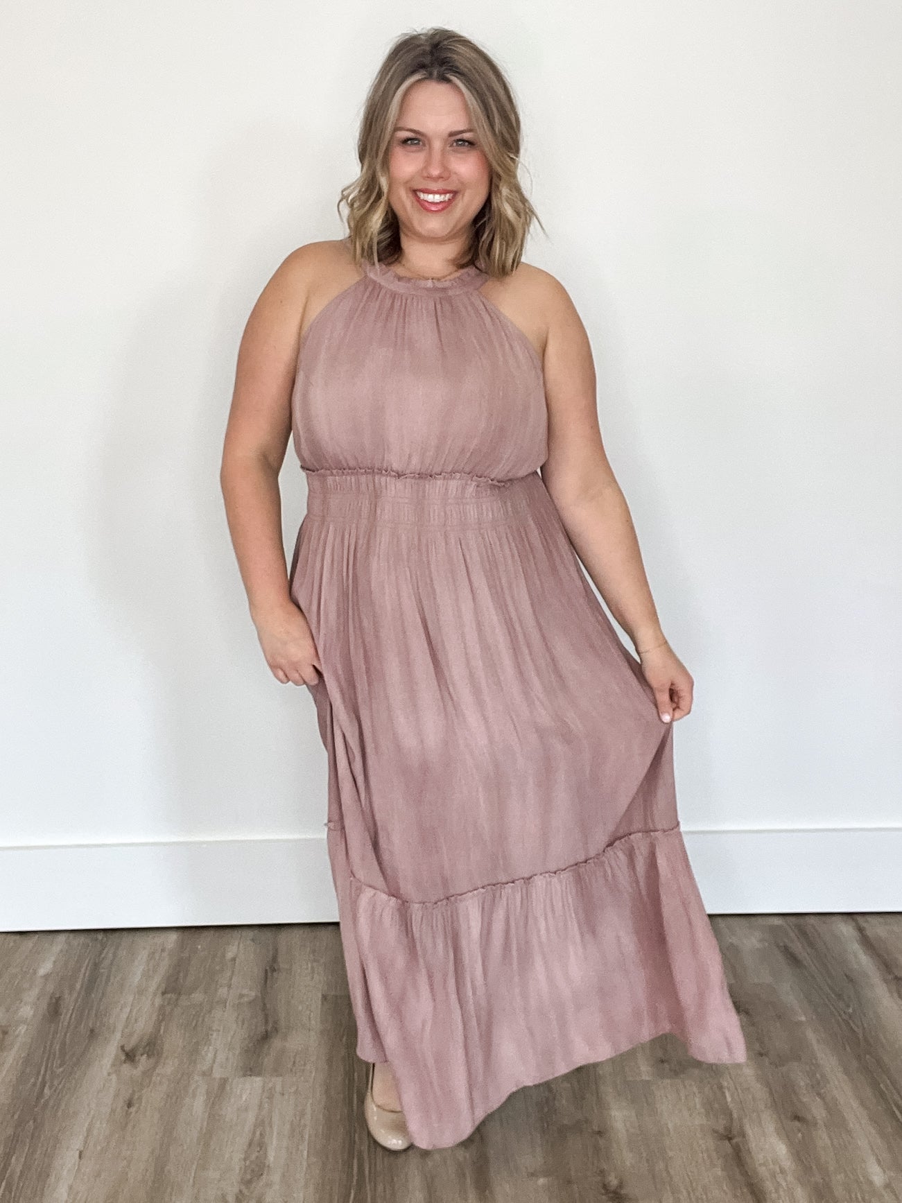 Halter Maxi Dress - Rose Water-dresses- Hometown Style HTS, women's in store and online boutique located in Ingersoll, Ontario