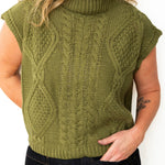 Sleeveless Mock Neck Sweater Top - Olive-Tops- Hometown Style HTS, women's in store and online boutique located in Ingersoll, Ontario