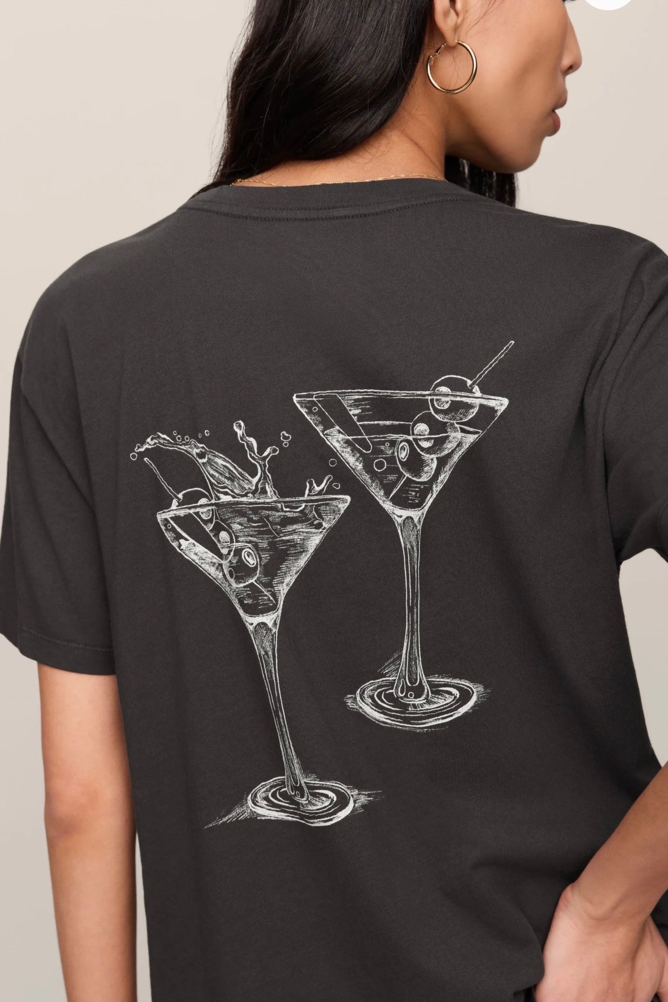 MARTINI BOYFRIEND TEE - Black Sand-Casual Tops- Hometown Style HTS, women's in store and online boutique located in Ingersoll, Ontario