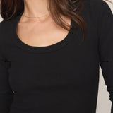 GREYSON SCOOP LONG SLEEVE TEE - Black