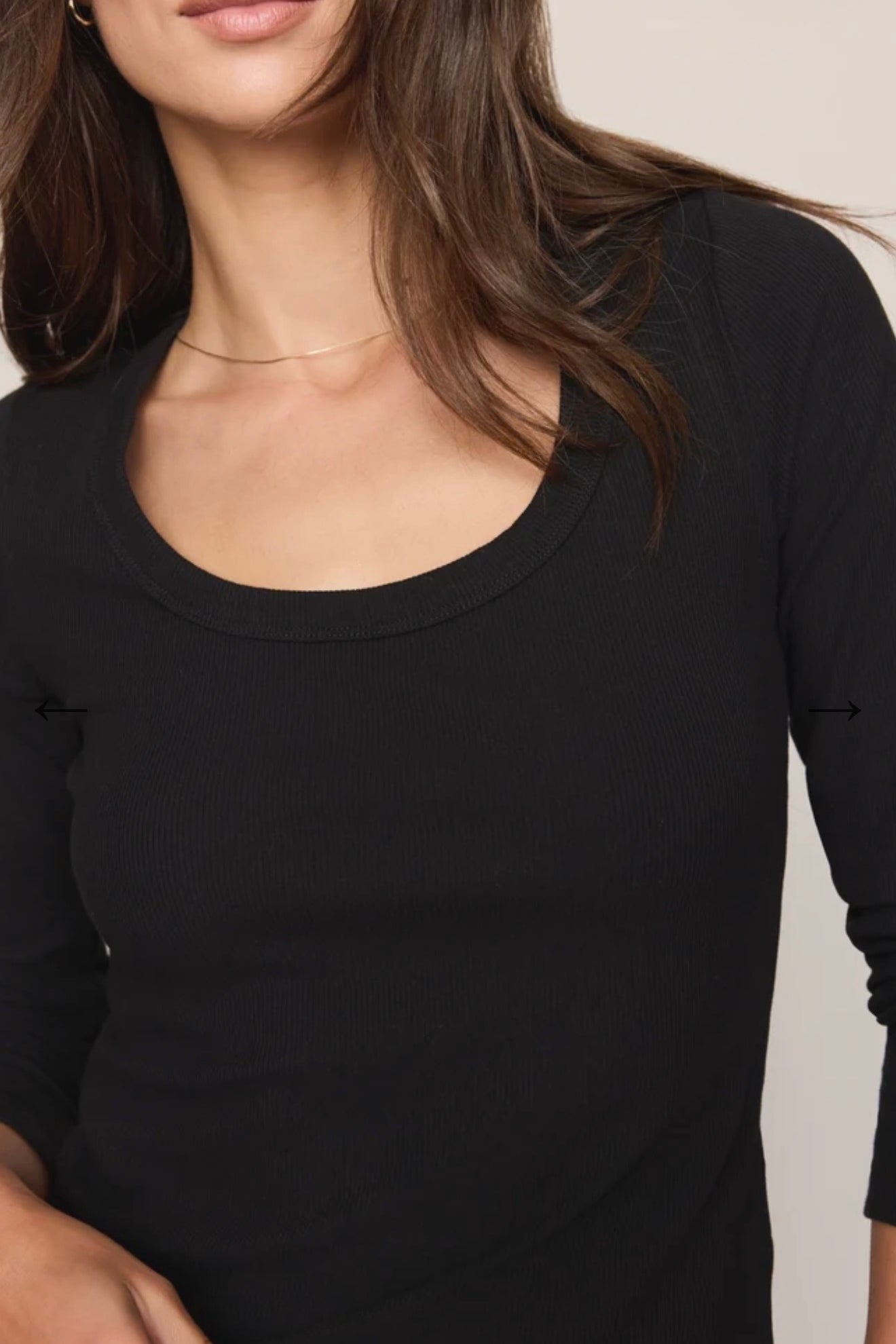 GREYSON SCOOP LONG SLEEVE TEE - Black-Casual Tops- Hometown Style HTS, women's in store and online boutique located in Ingersoll, Ontario