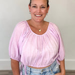Puff Sleeve Scoop Neck - Lilac-blouse- Hometown Style HTS, women's in store and online boutique located in Ingersoll, Ontario