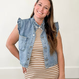 Ruffled Denim Vest-vest- Hometown Style HTS, women's in store and online boutique located in Ingersoll, Ontario