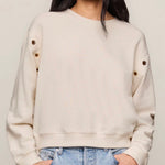 AXEL GROMMET SWEATSHIRT - Sandstone-Casual Tops- Hometown Style HTS, women's in store and online boutique located in Ingersoll, Ontario