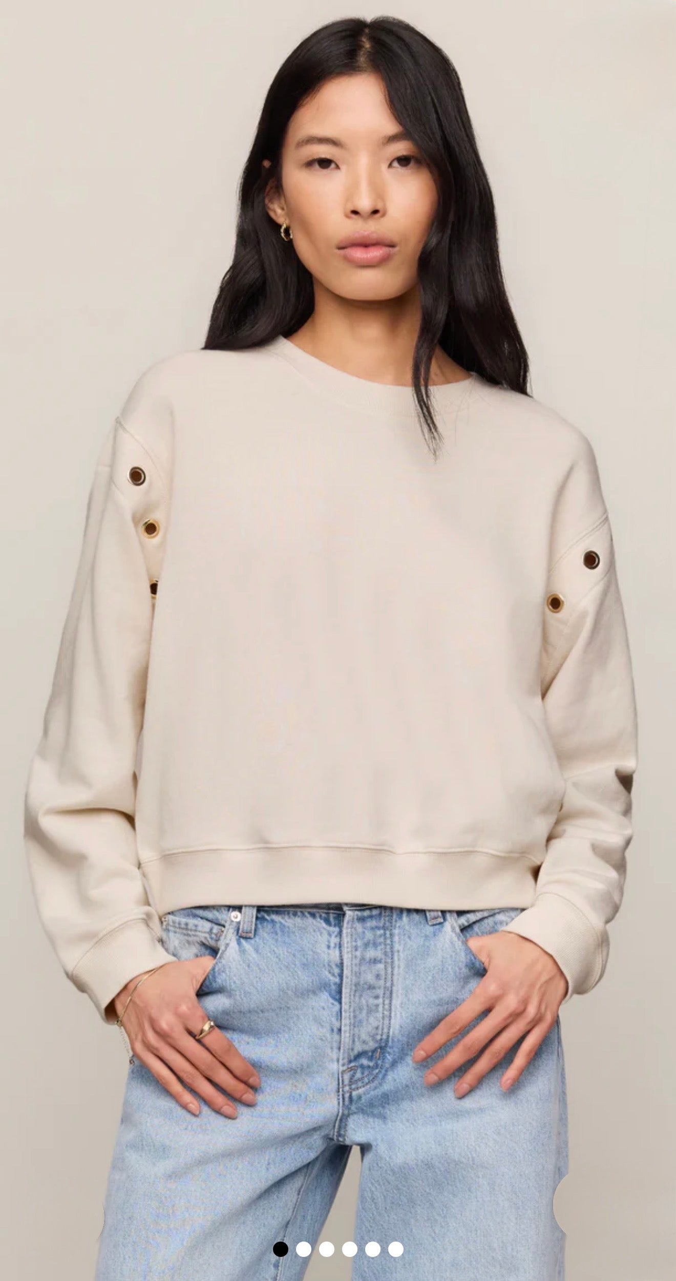 AXEL GROMMET SWEATSHIRT - Sandstone-Casual Tops- Hometown Style HTS, women's in store and online boutique located in Ingersoll, Ontario