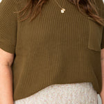 Short Sleeve Sweater Top - Olive-Tops- Hometown Style HTS, women's in store and online boutique located in Ingersoll, Ontario