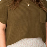 Short Sleeve Sweater Top - Olive-Tops- Hometown Style HTS, women's in store and online boutique located in Ingersoll, Ontario