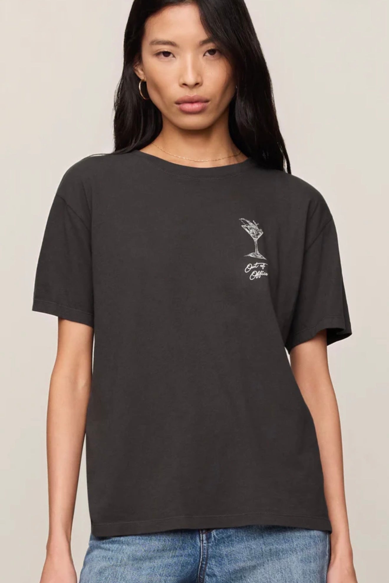 MARTINI BOYFRIEND TEE - Black Sand-Casual Tops- Hometown Style HTS, women's in store and online boutique located in Ingersoll, Ontario