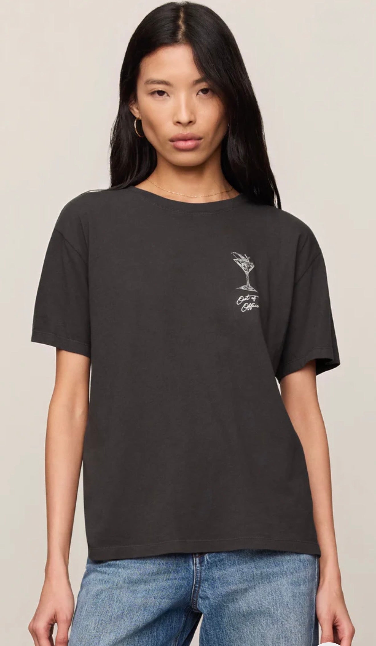 MARTINI BOYFRIEND TEE - Black Sand-Casual Tops- Hometown Style HTS, women's in store and online boutique located in Ingersoll, Ontario