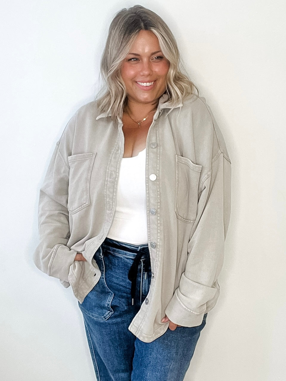 All Day Knit Denim Jacket - Retreat-Coats & Jackets- Hometown Style HTS, women's in store and online boutique located in Ingersoll, Ontario