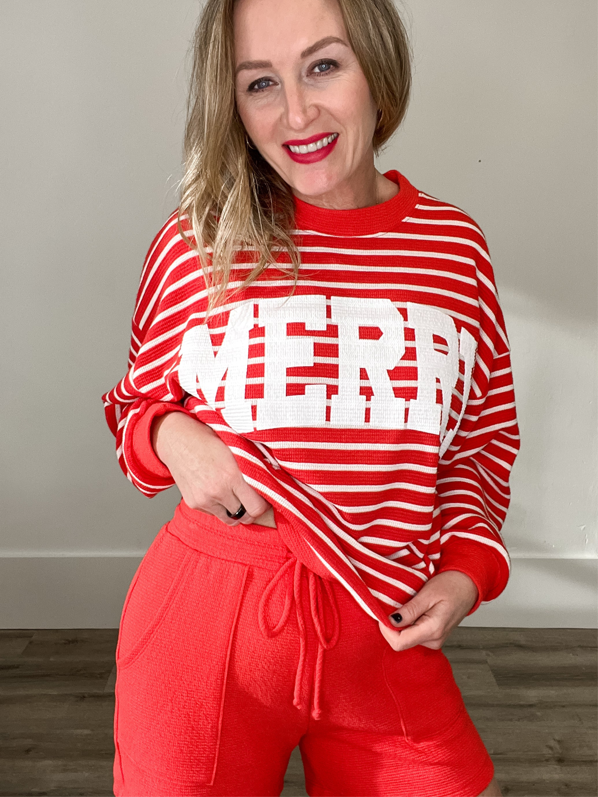 "Merry" Stripe Lounge Set-set- Hometown Style HTS, women's in store and online boutique located in Ingersoll, Ontario