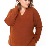 Waffle Knit Sweater - Brick-sweater- Hometown Style HTS, women's in store and online boutique located in Ingersoll, Ontario