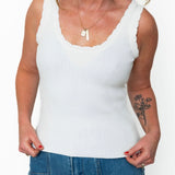 Scallop Neck Tank - White-tank- Hometown Style HTS, women's in store and online boutique located in Ingersoll, Ontario