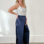 Satin Trousers - Navy-dress pants- Hometown Style HTS, women's in store and online boutique located in Ingersoll, Ontario