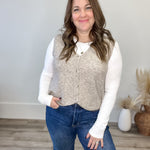 Brushed Button Up Sweater Vest - Taupe-vest- Hometown Style HTS, women's in store and online boutique located in Ingersoll, Ontario