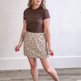 Floral Mini Skirt - Champagne-Skirt- Hometown Style HTS, women's in store and online boutique located in Ingersoll, Ontario