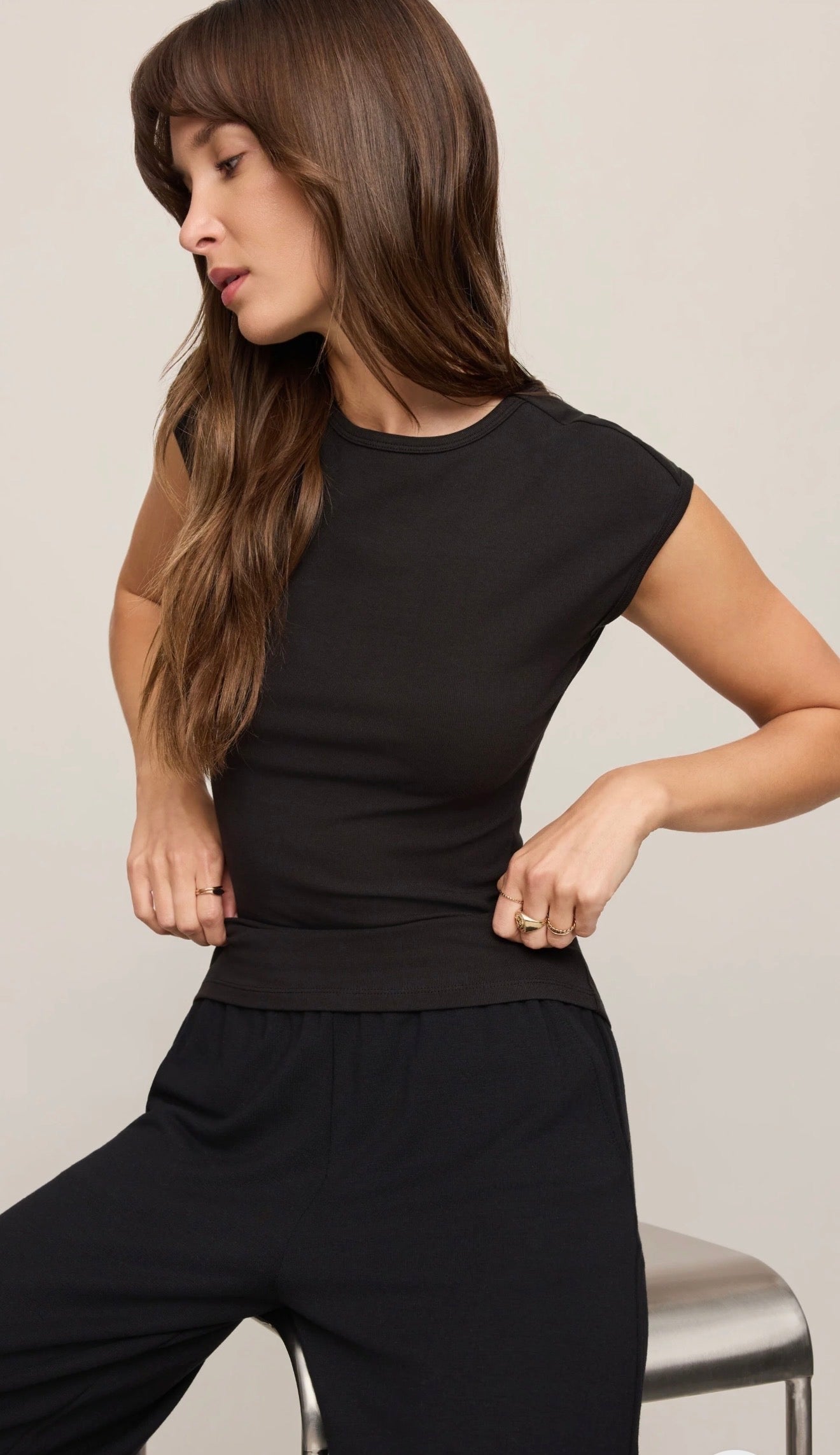 SOFT TRACE SECOND SKIN TOP - Black-Casual Tops- Hometown Style HTS, women's in store and online boutique located in Ingersoll, Ontario