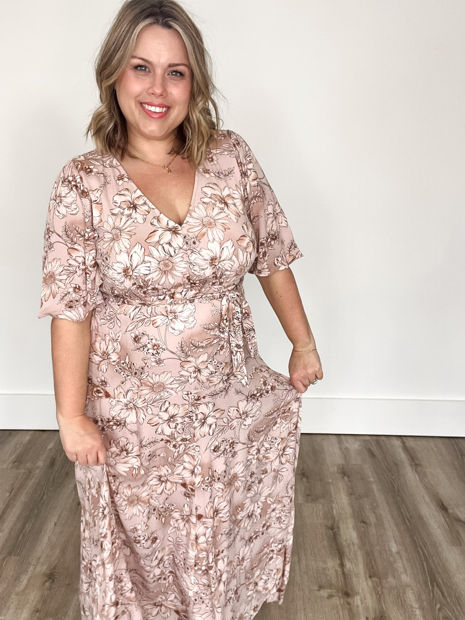 Flutter Sleeve Maxi Dress - Dusty Rose-dress- Hometown Style HTS, women's in store and online boutique located in Ingersoll, Ontario