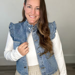 Ruffled Denim Vest-vest- Hometown Style HTS, women's in store and online boutique located in Ingersoll, Ontario