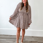 Floral Drawstring Dress - Brown-dress- Hometown Style HTS, women's in store and online boutique located in Ingersoll, Ontario