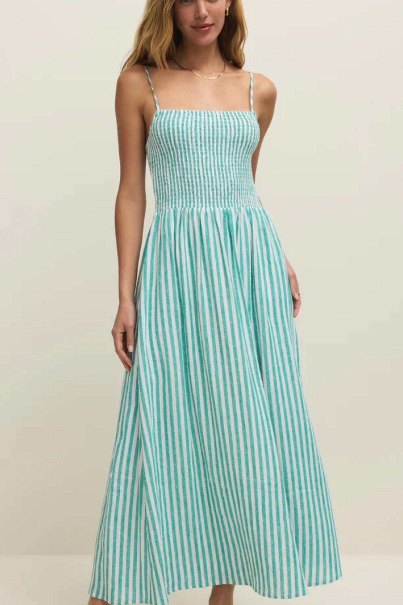 BAYSIDE STRIPED MIDI DRESS-Casual Dresses- Hometown Style HTS, women's in store and online boutique located in Ingersoll, Ontario