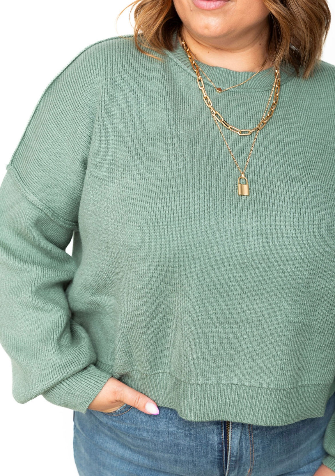 Relaxed Crop Sweater - Pistachio-sweater- Hometown Style HTS, women's in store and online boutique located in Ingersoll, Ontario