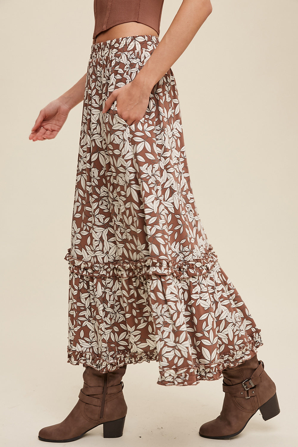 Fall Maxi Skirt - Brown-Skirt- Hometown Style HTS, women's in store and online boutique located in Ingersoll, Ontario