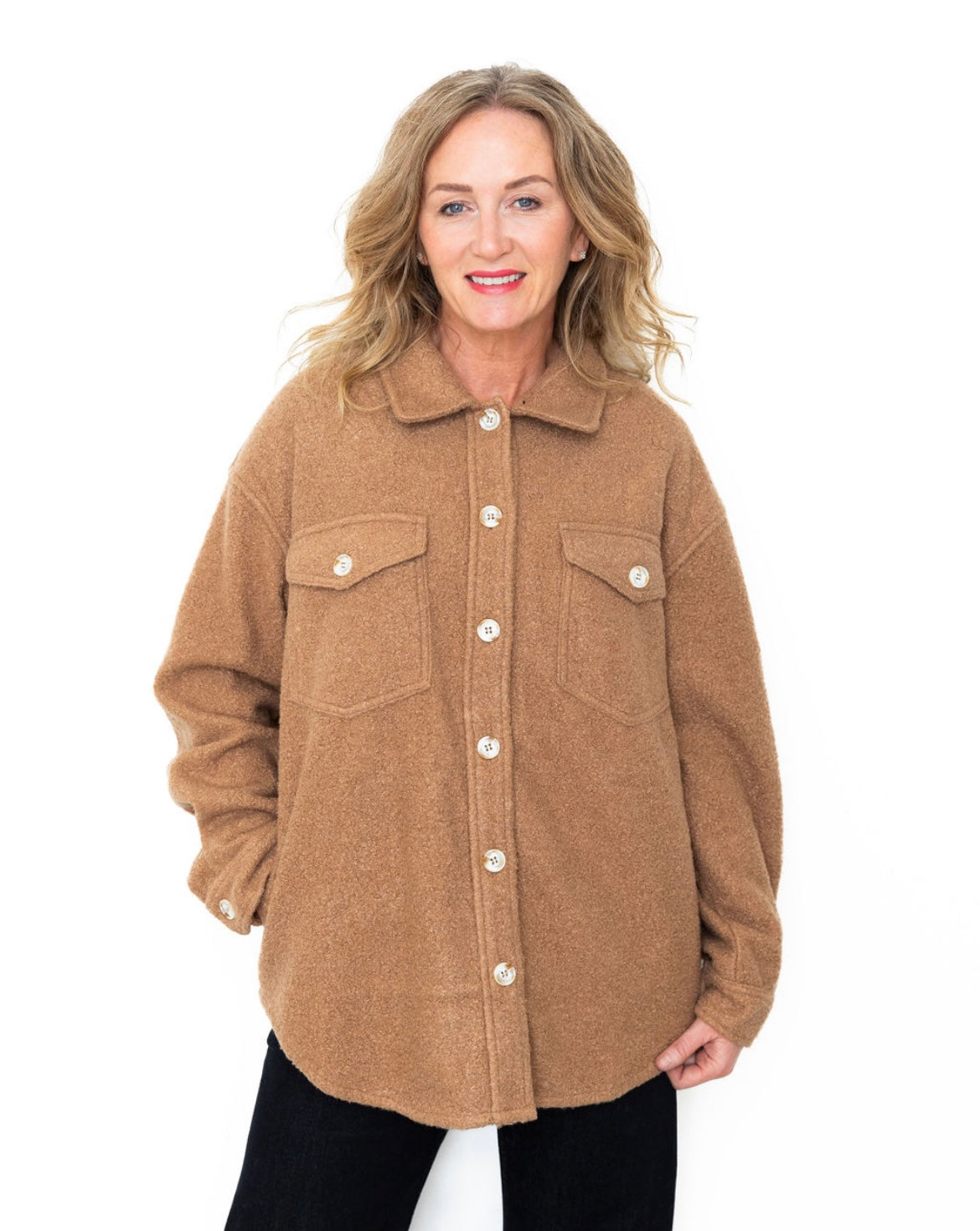 Fleece Shacket - Mocha-Coats & Jackets- Hometown Style HTS, women's in store and online boutique located in Ingersoll, Ontario