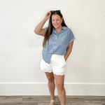 Scalloped Lace Cotton Shorts - White-Shorts- Hometown Style HTS, women's in store and online boutique located in Ingersoll, Ontario