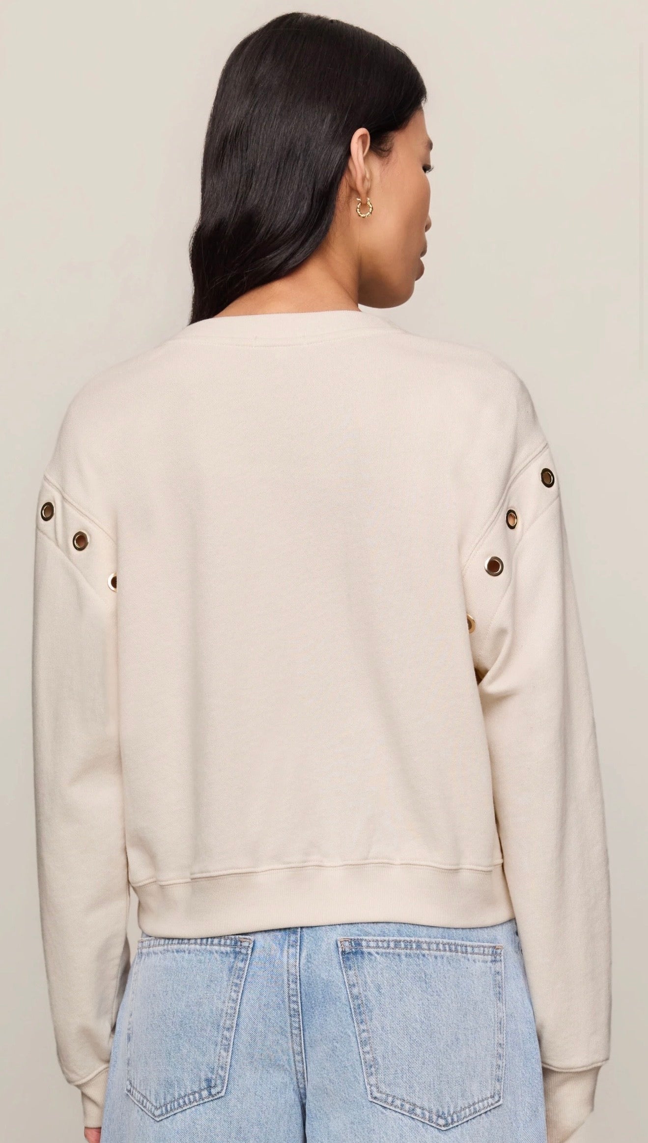 AXEL GROMMET SWEATSHIRT - Sandstone-Casual Tops- Hometown Style HTS, women's in store and online boutique located in Ingersoll, Ontario