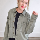 All Day Cropped Knit Jacket - Hunter Green-Coats & Jackets- Hometown Style HTS, women's in store and online boutique located in Ingersoll, Ontario