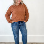 Pom Pom Knit Sweater - Brick-Sweaters and Cardigans- Hometown Style HTS, women's in store and online boutique located in Ingersoll, Ontario