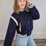 Power Play Varsity Jacket-Coat & Jackets- Hometown Style HTS, women's in store and online boutique located in Ingersoll, Ontario