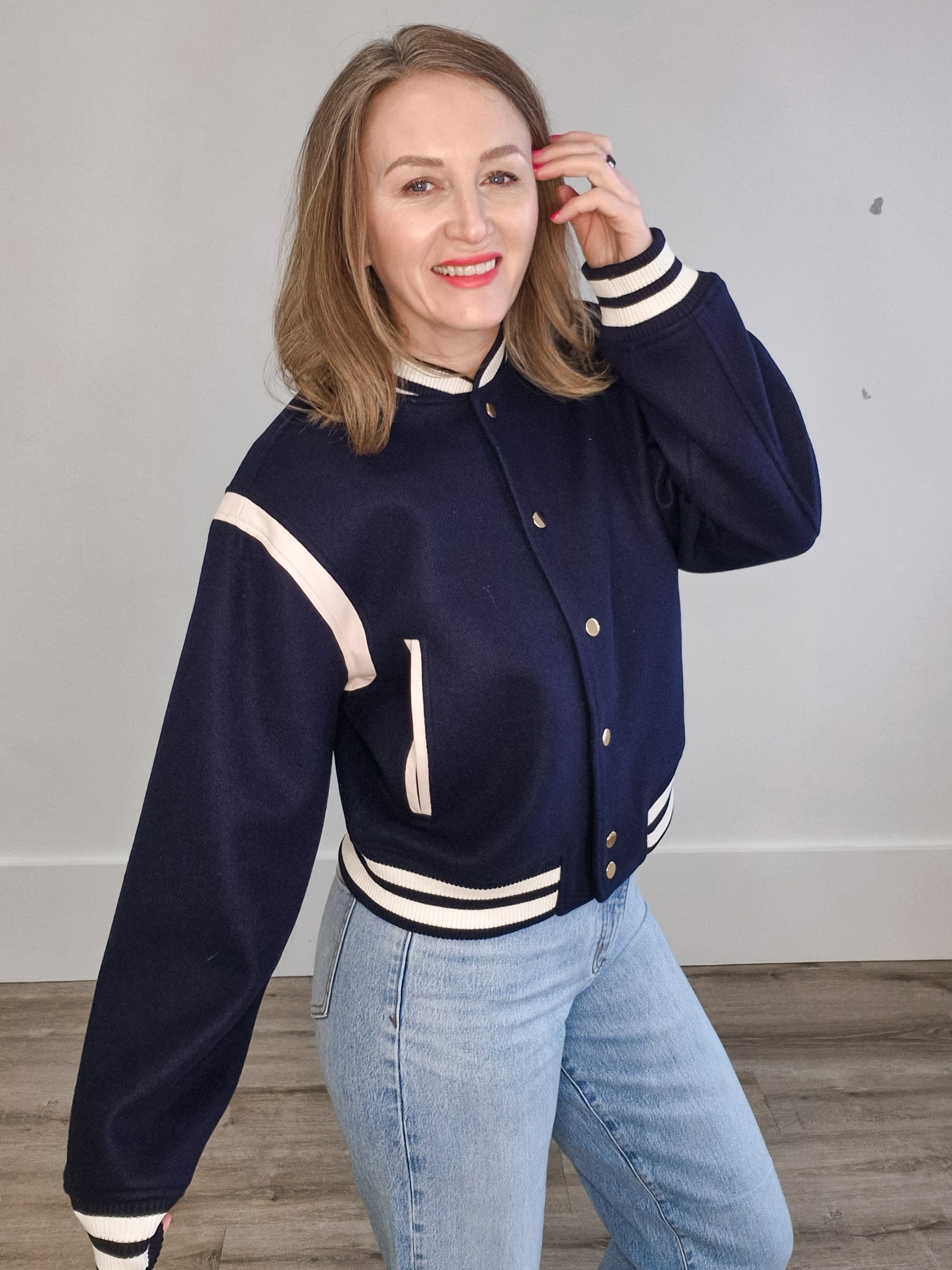 Power Play Varsity Jacket-Coat & Jackets- Hometown Style HTS, women's in store and online boutique located in Ingersoll, Ontario