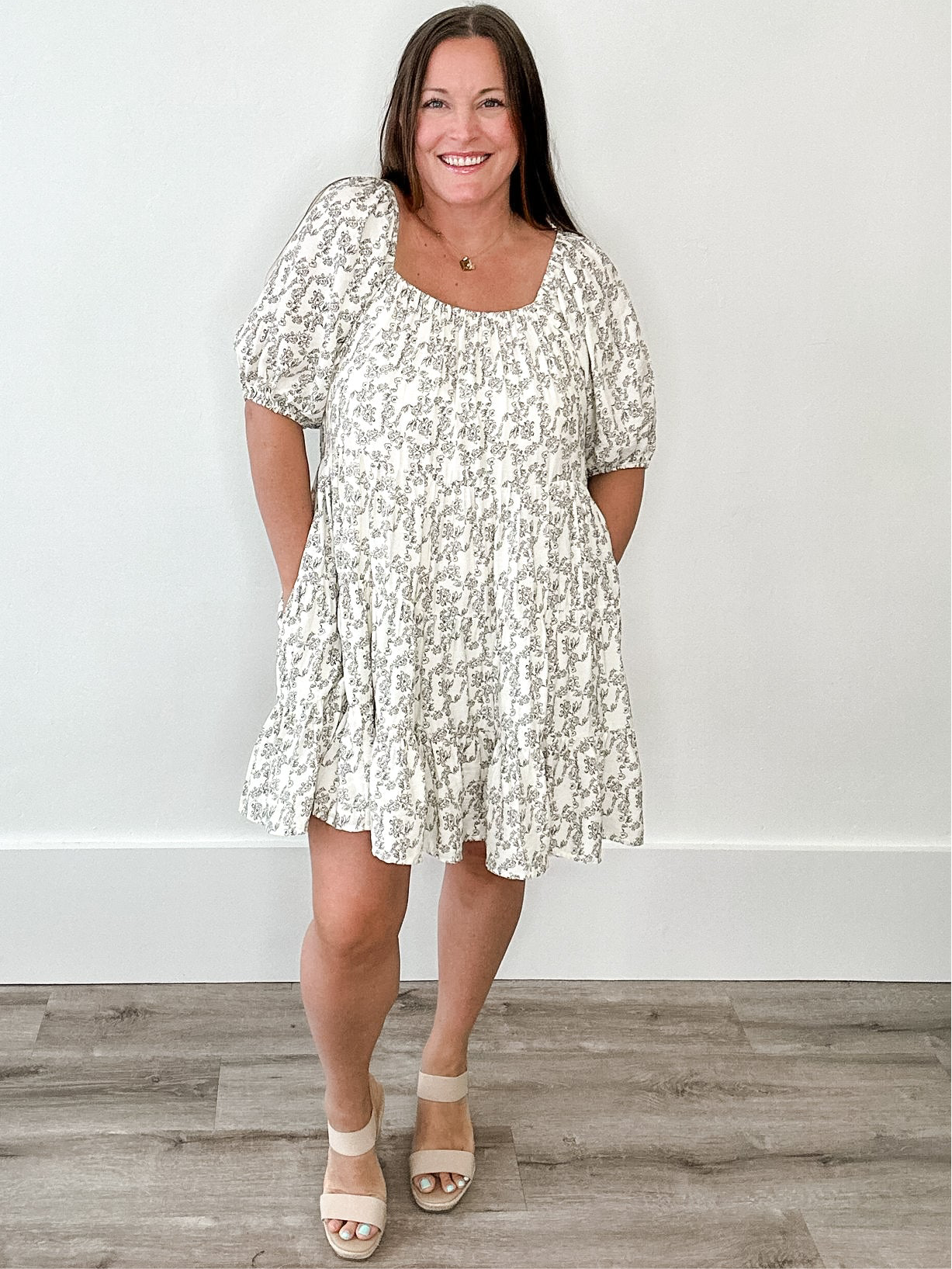 Floral Tiered Puff Sleeve Mini Dress-dress- Hometown Style HTS, women's in store and online boutique located in Ingersoll, Ontario