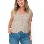 Brushed Button Up Sweater Vest - Taupe-vest- Hometown Style HTS, women's in store and online boutique located in Ingersoll, Ontario