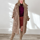 Shearling Long Coat-Coats & Jackets- Hometown Style HTS, women's in store and online boutique located in Ingersoll, Ontario